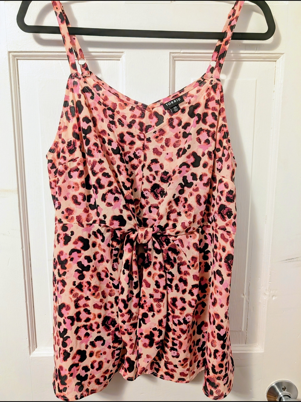 Torrid Pink & Black Leopard Tie-Front Cami